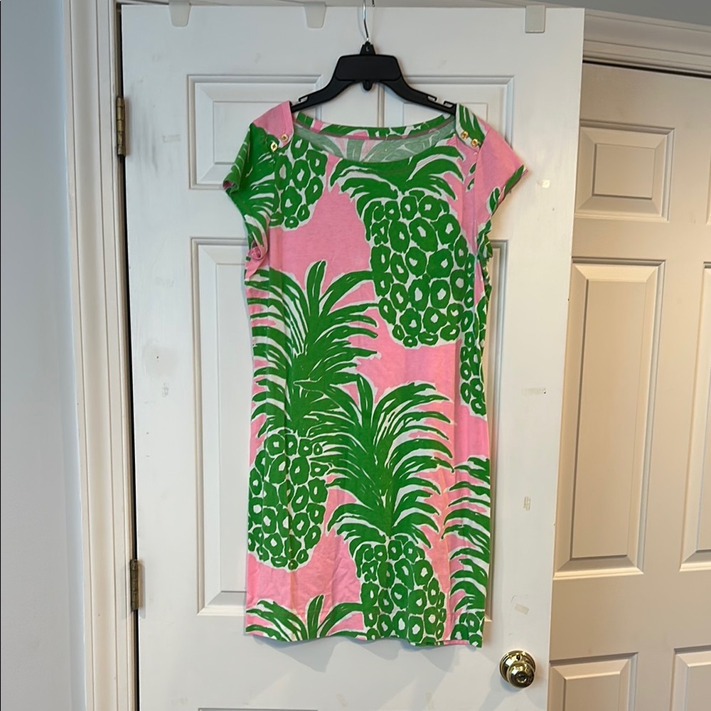 Lilly Pulitzer Pink Dress with Green Pineapple Print